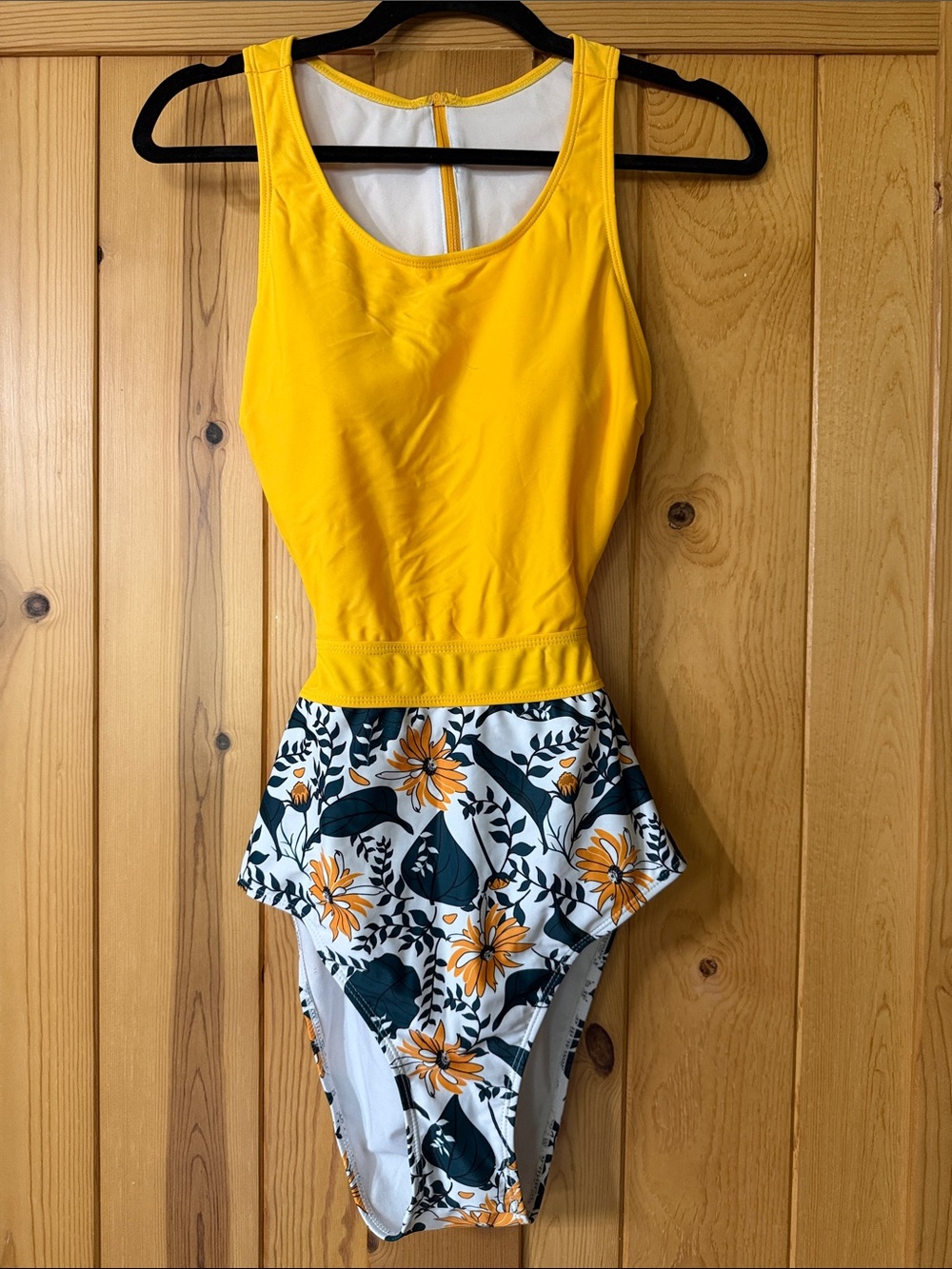 Kids Yellow Floral Peplum One-Piece Swimsuit